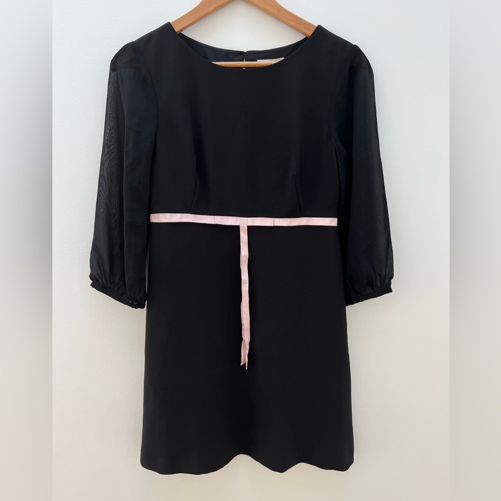 Ted Baker Daris Black Mid Sleeve Tie Waist Dress w/ Pink bow NWT Size 1 UK US/4